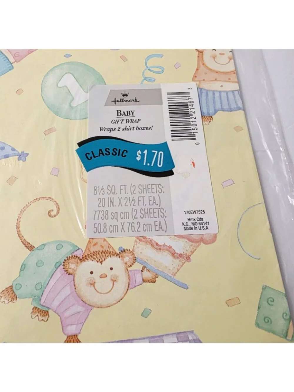Vtg Anthropomorphic Monkey 1st Birthday Gifts Presents Party Wrapping Paper